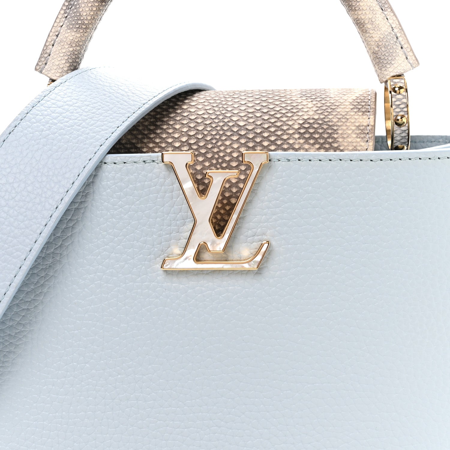Taurillon Snakeskin Capucines BB Olympe Blue