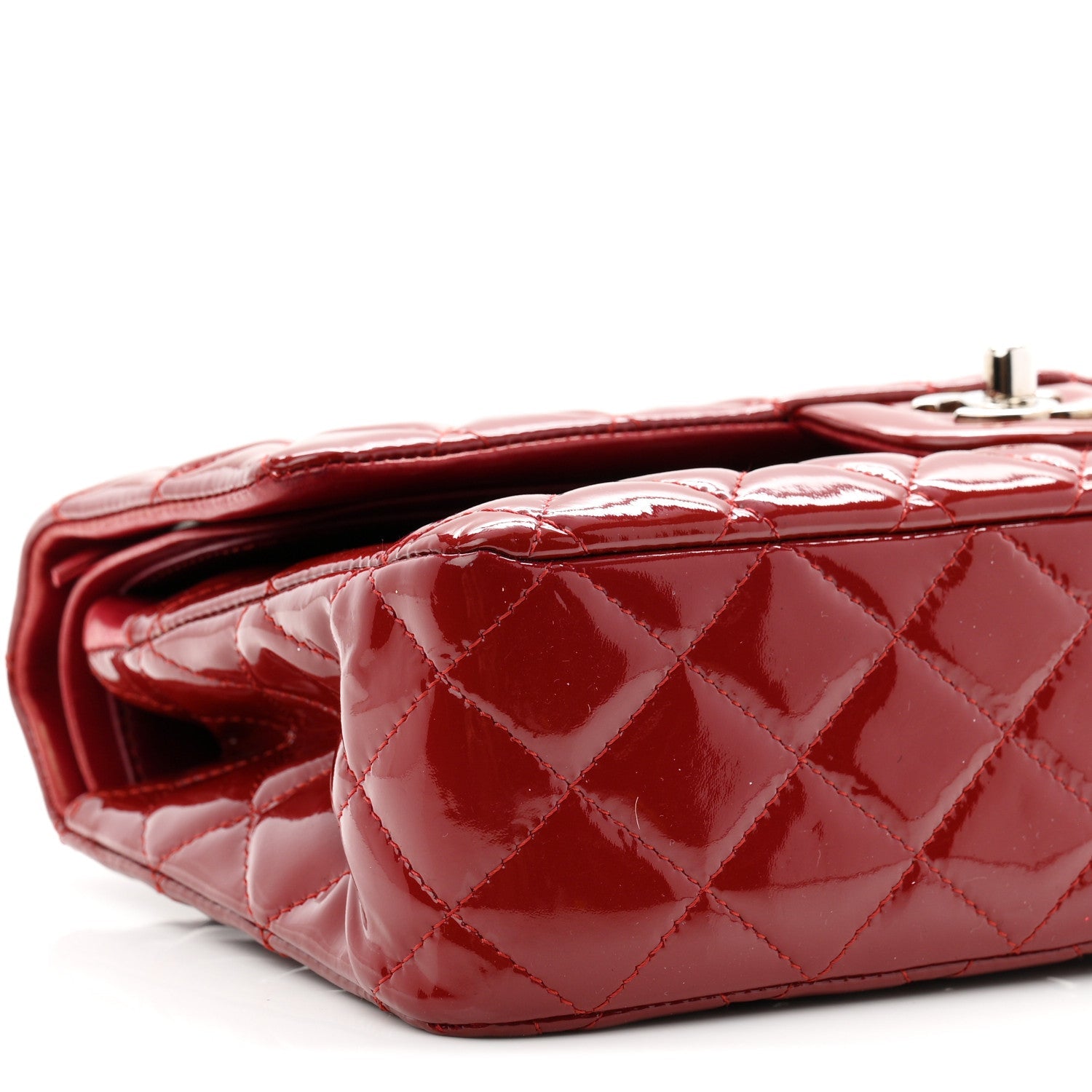 Patent Quilted Medium Double Flap Red