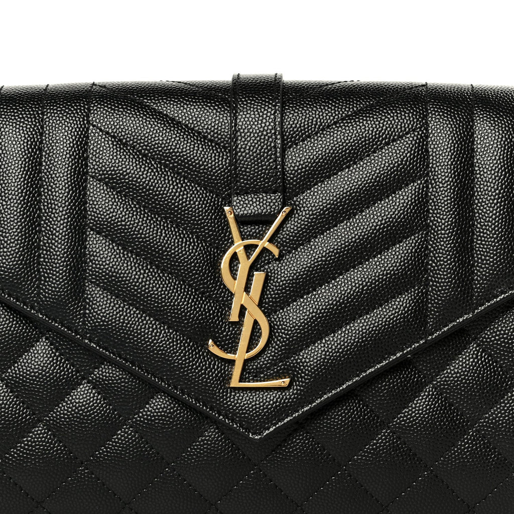 Grain De Poudre Textured Mixed Matelasse Triquilt Monogram Clutch Black