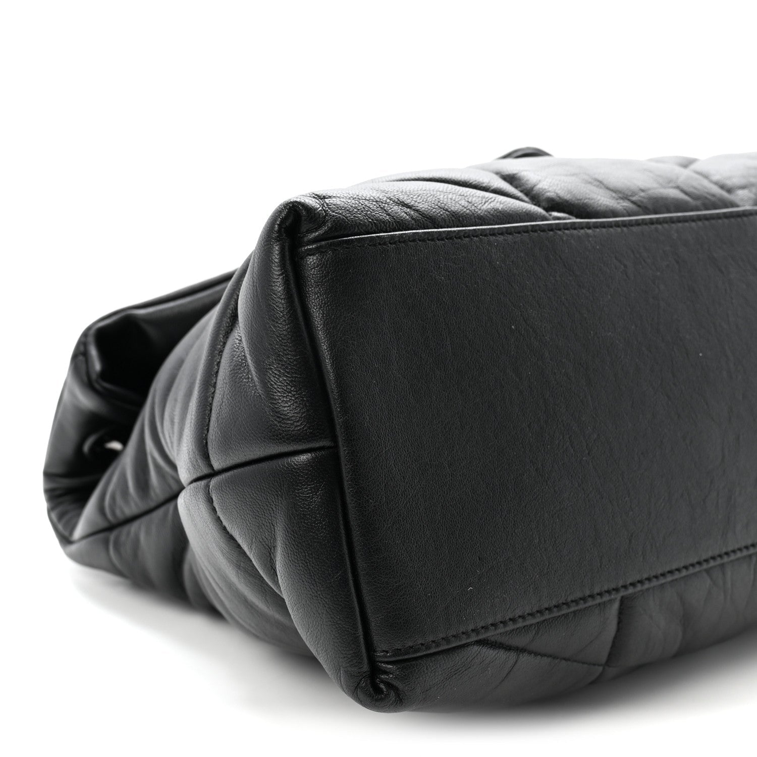 Lambskin Quilted Monogram Monochrome Medium Loulou Puffer Chain Satchel Black