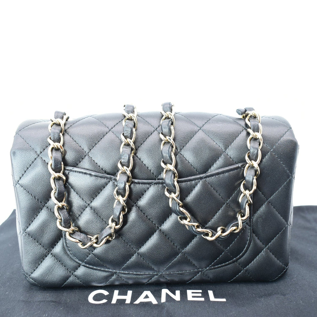 CHANEL Mini Rectangular Flap Quilted Lambskin Leather Shoulder Bag Black- Hot Deals
