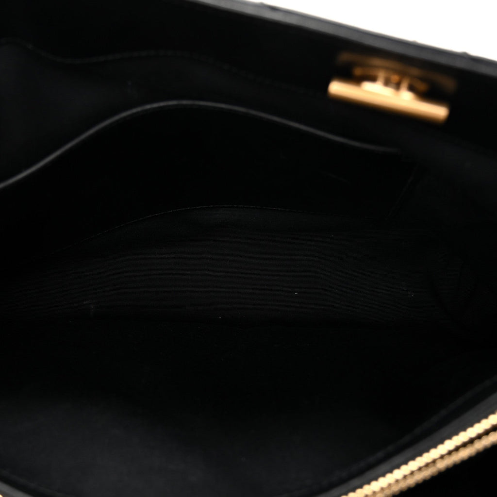 Calfskin Y Quilted Monogram Large Loulou Shopper Black