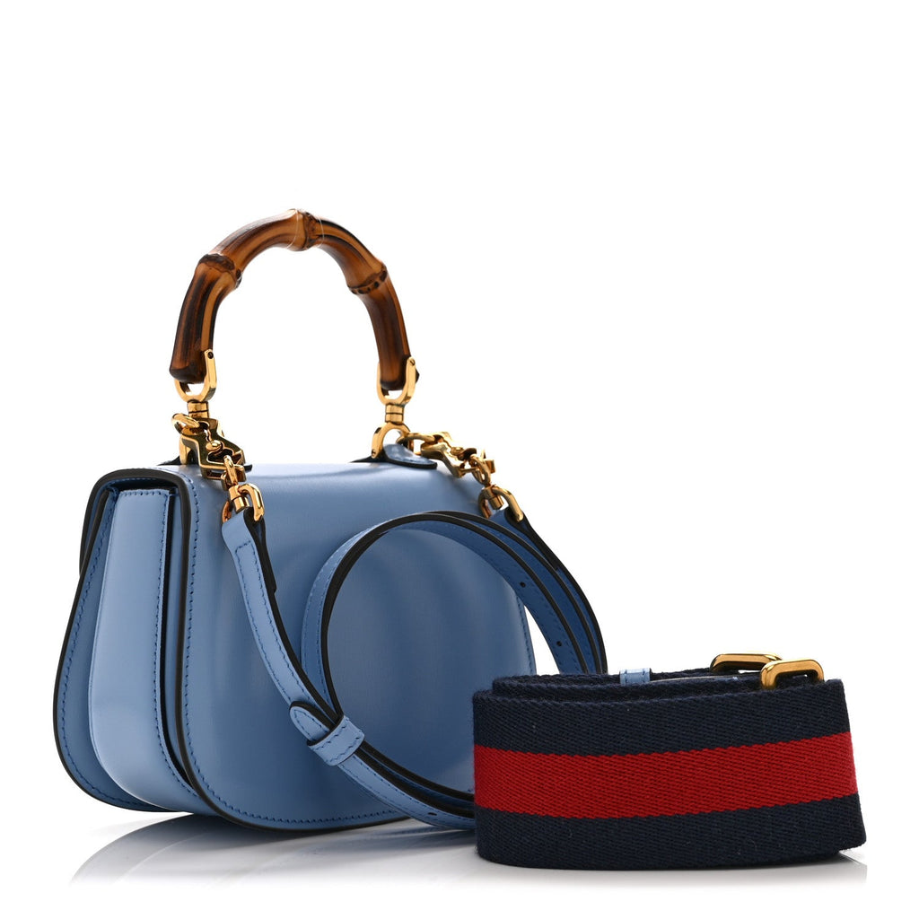 Boarded Dyana Lux Calfskin Web Mini Bamboo 1947 Top Handle Bag Blue