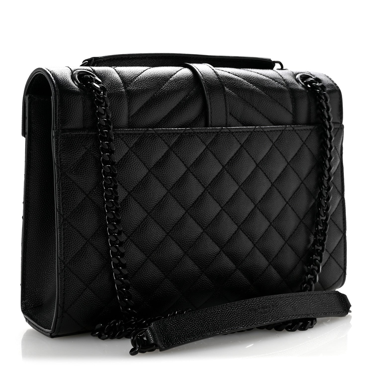 Grain De Poudre Textured Mixed Matelasse Triquilt Medium Monogram Monochrome Satchel Black