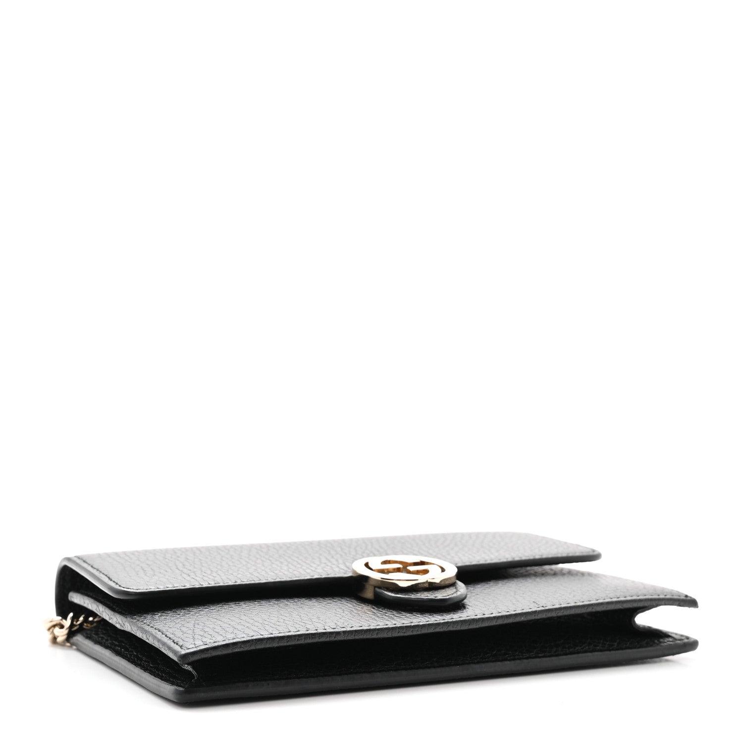 Dollar Calfskin Interlocking G Chain Wallet Black