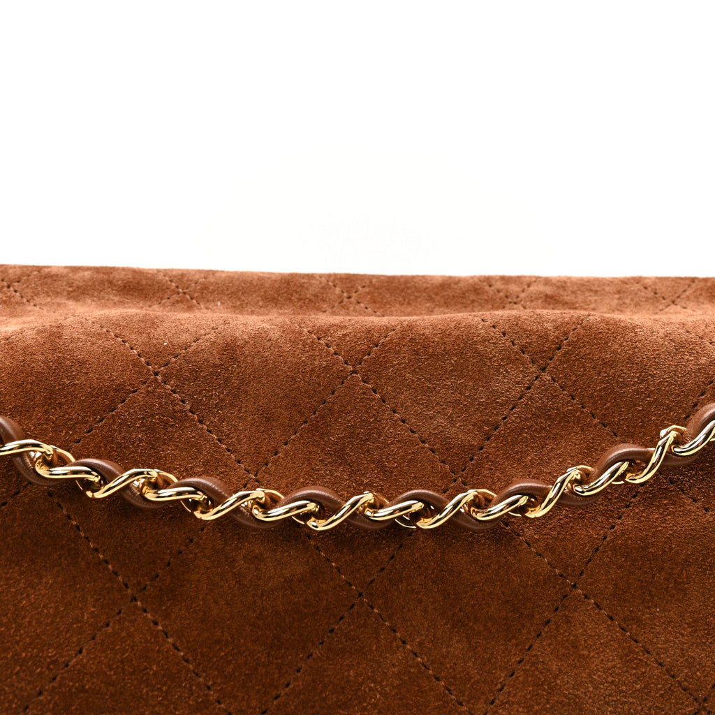 Suede Calfskin Small Souplissimo Maxi Flap Camel