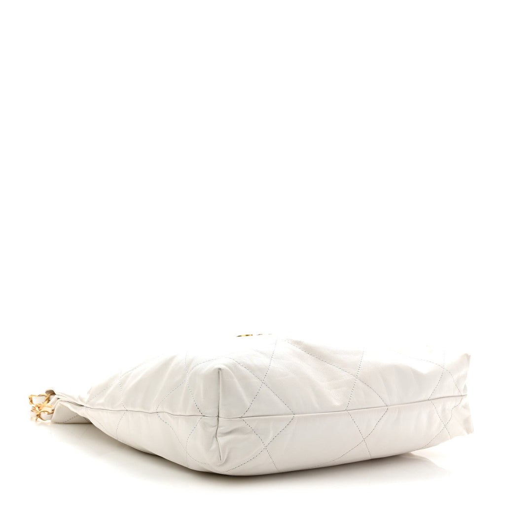 Shiny Calfskin Quilted Small Chanel 22 White