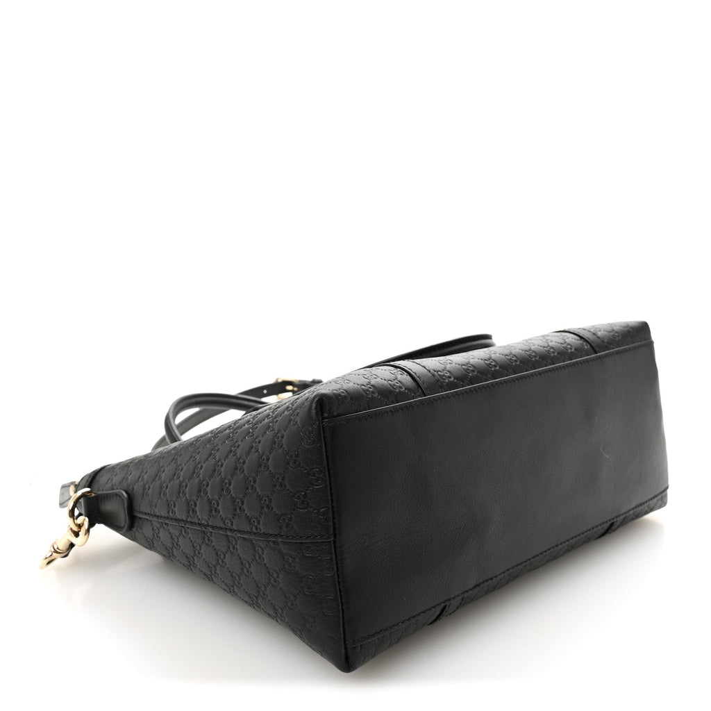 Soft Microguccissima Small Zippered Satchel Black