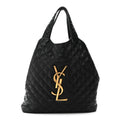 Lambskin Quilted Maxi Icare Shopping Tote Black