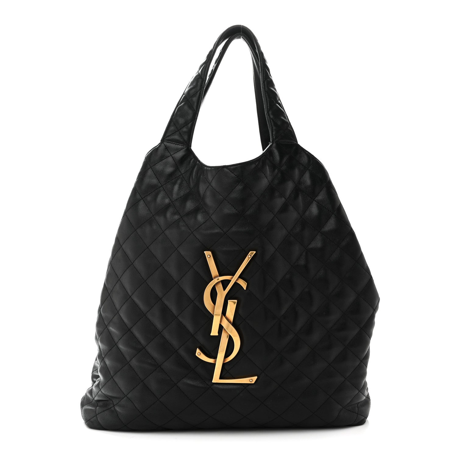Lambskin Quilted Maxi Icare Shopping Tote Black