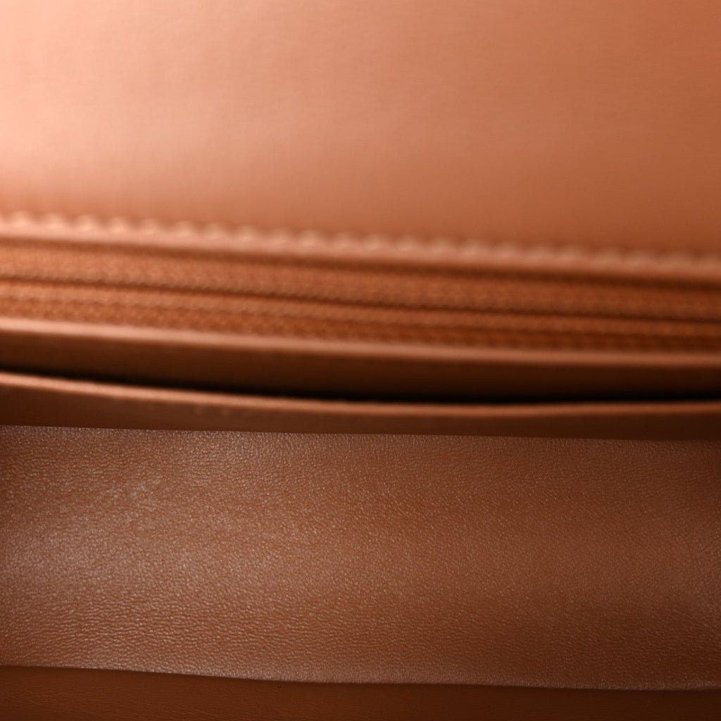 Lambskin Quilted Mini Rectangular Flap Brown