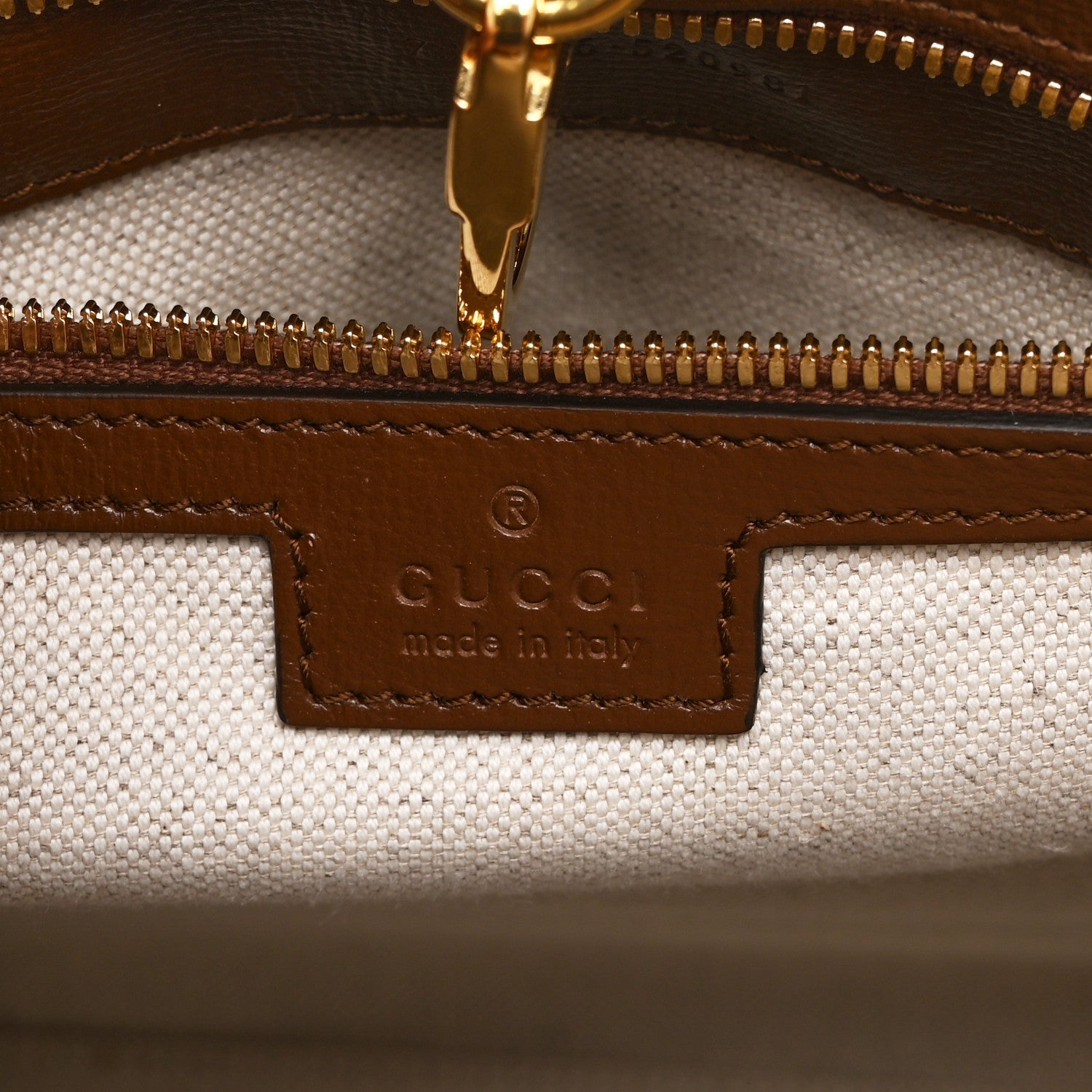 GG Supreme Monogram Azalea Calfskin Small Retro Interlocking G Tote Bag Beige Ebony Brown Sugar