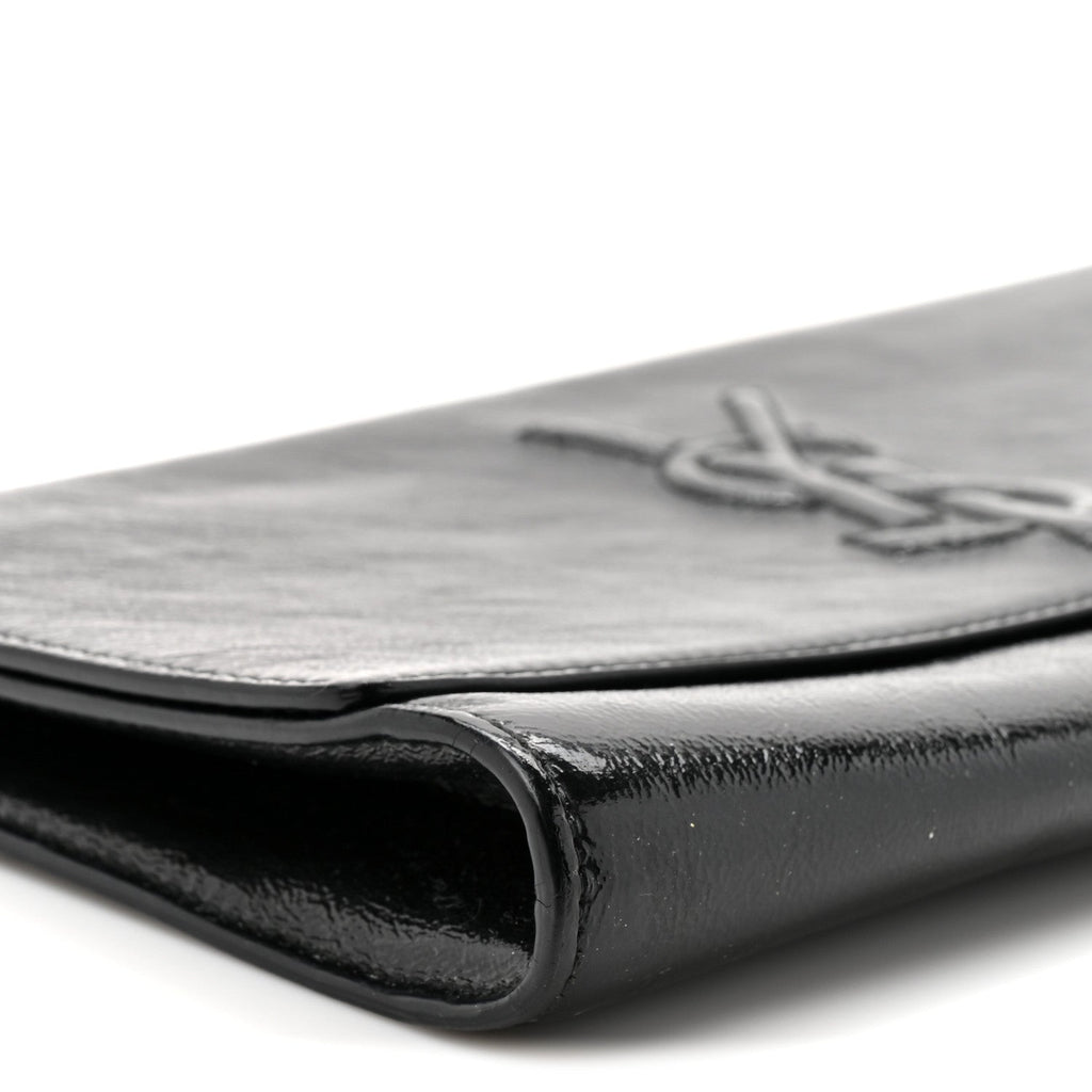 Textured Patent Monogram Large Belle De Jour Clutch Black