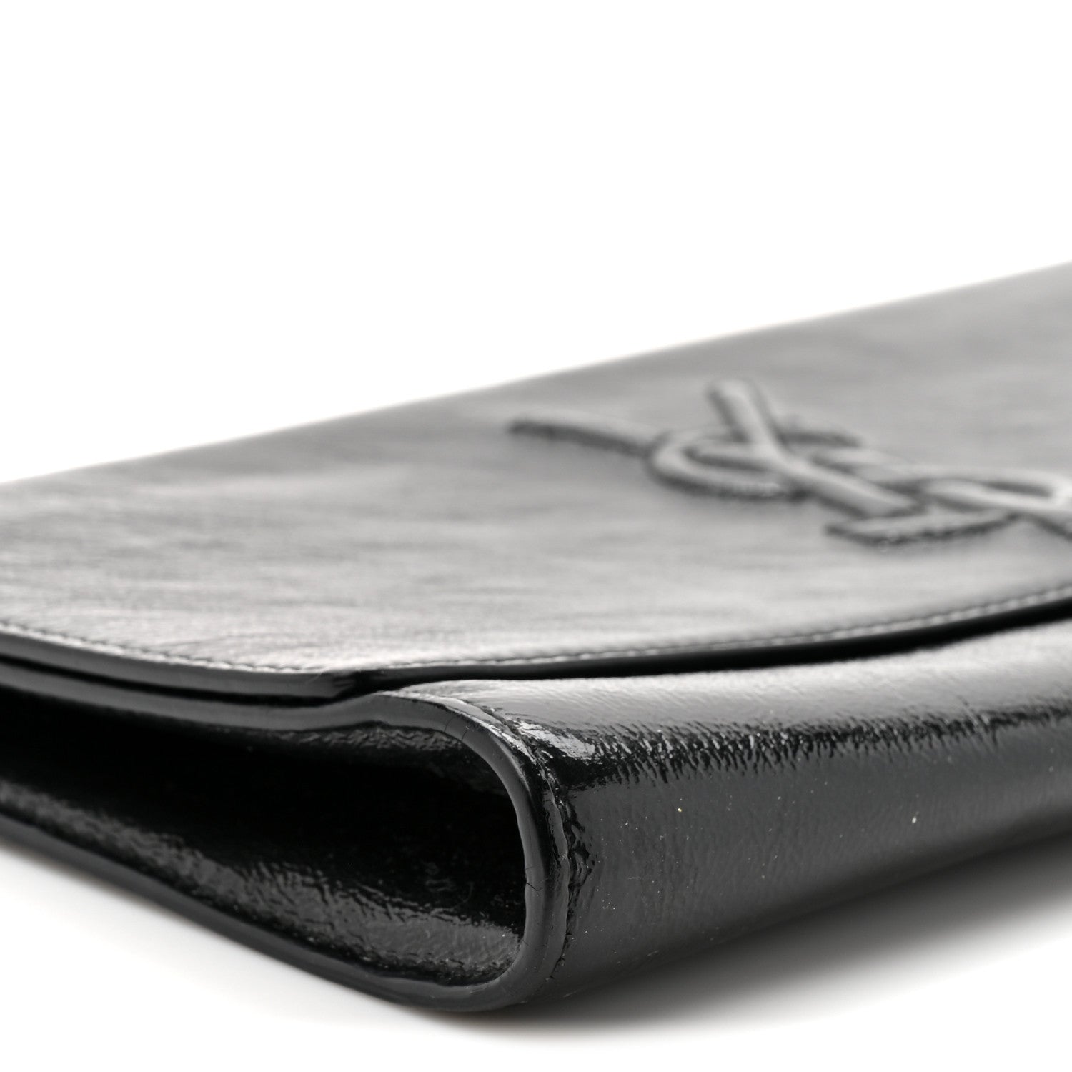 Textured Patent Monogram Large Belle De Jour Clutch Black