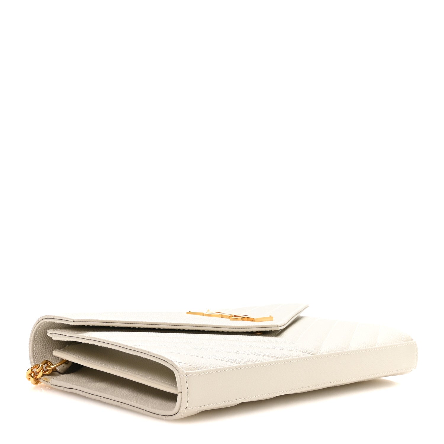 Grain De Poudre Matelasse Chevron Monogram Chain Wallet Crema Soft
