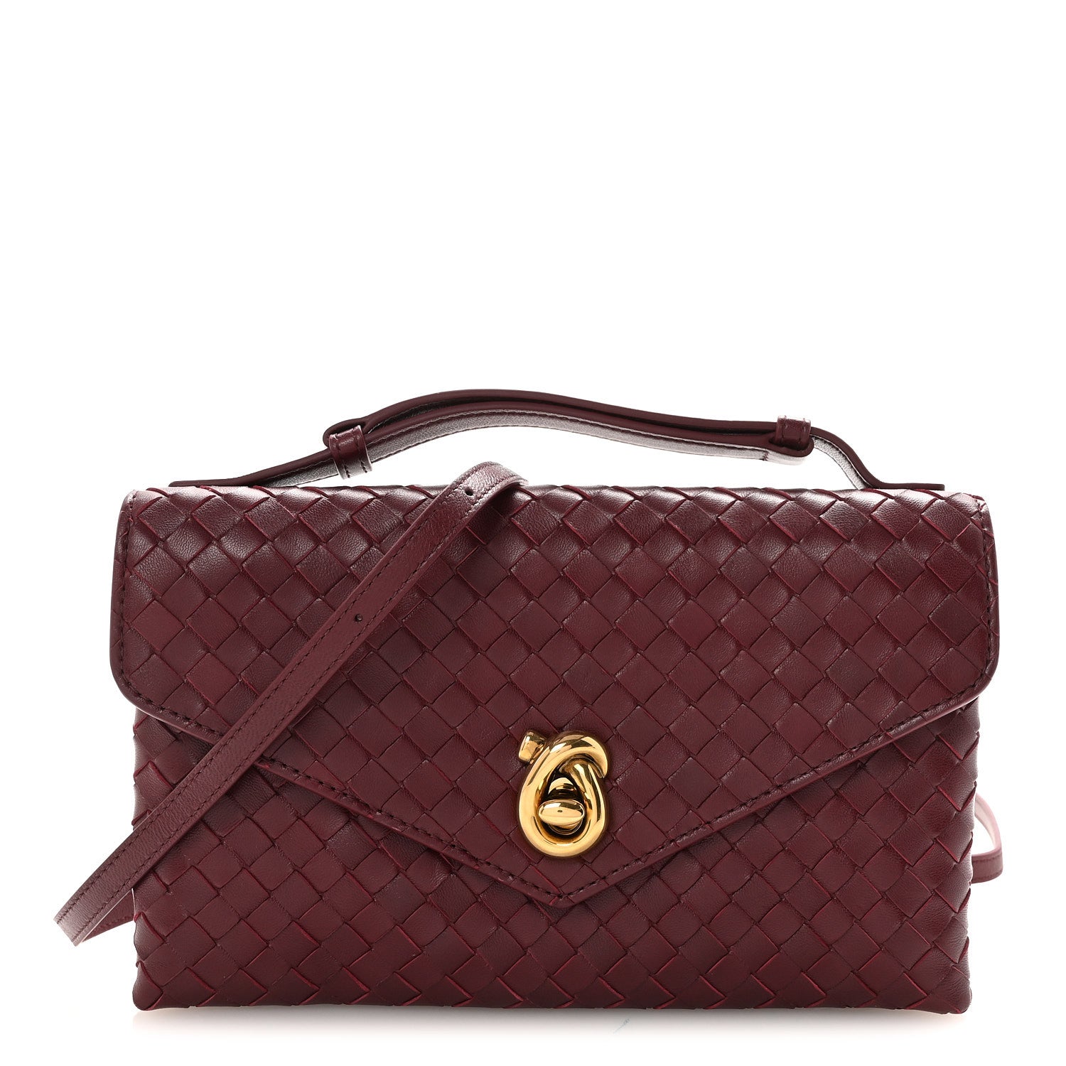 Nappa Intrecciato Knot Lock Top Handle Crossbody Bag Barolo Barolo