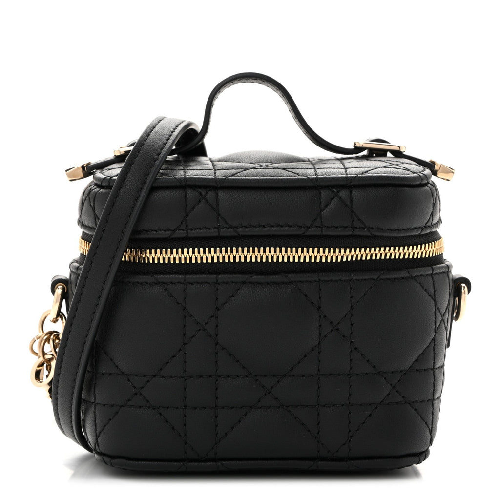 Lambskin Cannage Micro Lady Dior Vanity Case Black