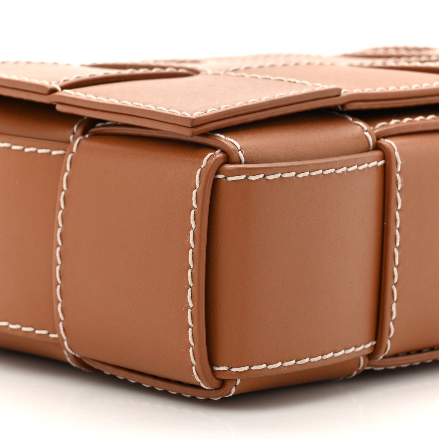 Lambskin Maxi Intrecciato Edge Stitch Cassette Crossbody Bag Wood
