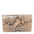 Snakeskin Laser Cut Envelope Clutch Beige Gold