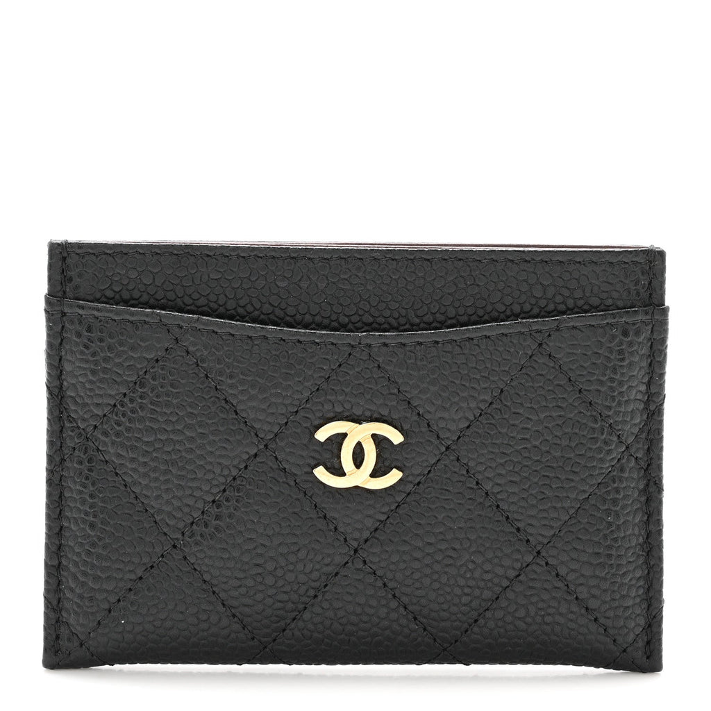 Caviar Quilted Card Holder Black
