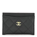 Caviar Quilted Card Holder Black