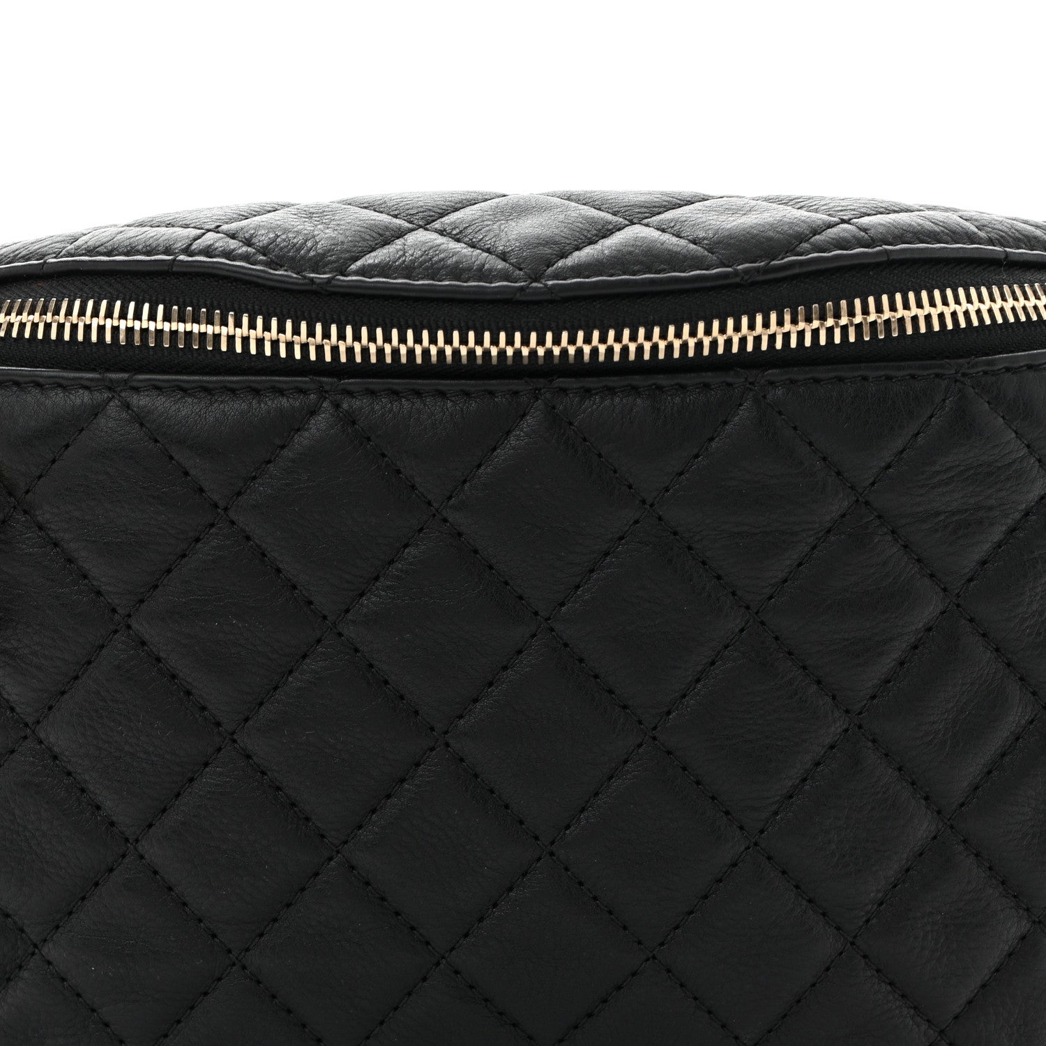 Calfskin Quilted Banane Waist Bag Fanny Pack Black