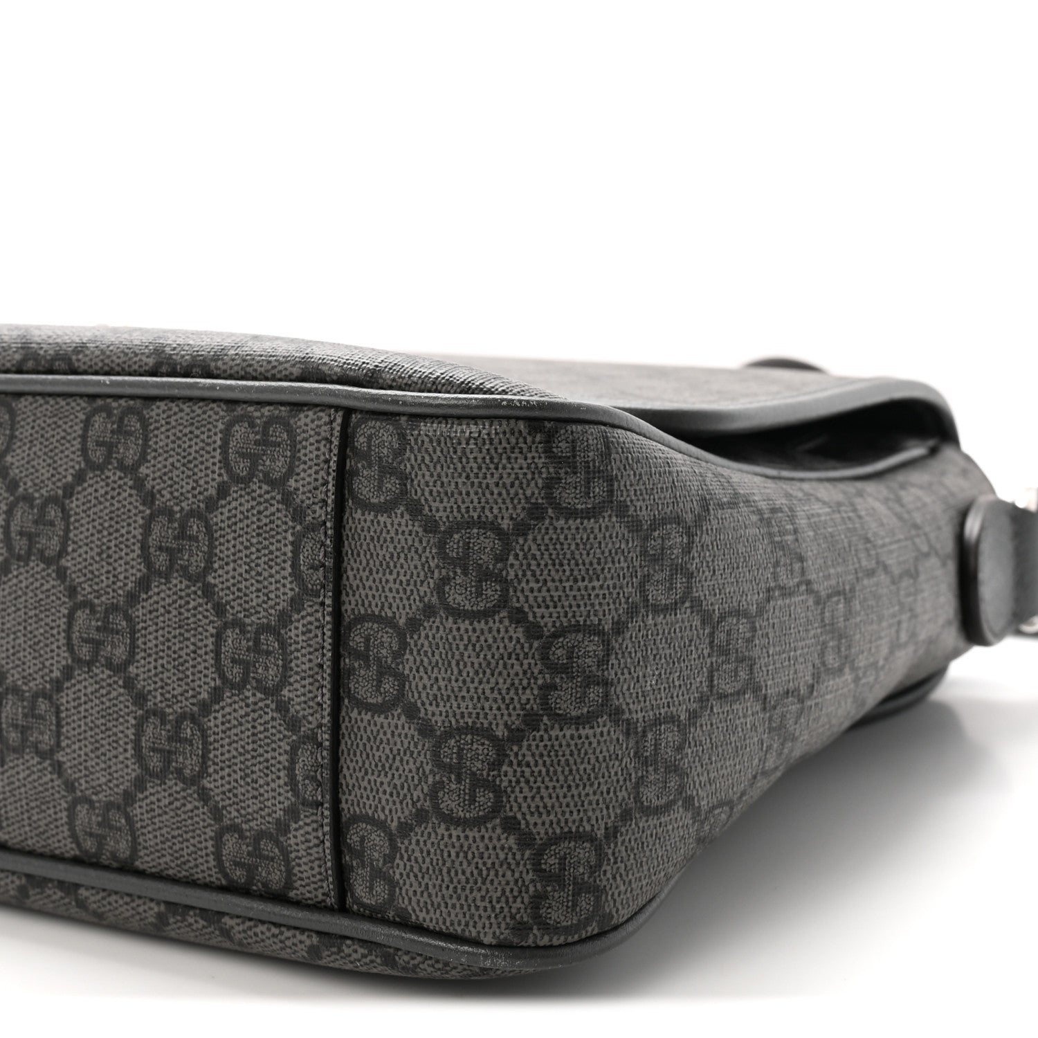 Tender GG Supreme Monogram Textured Dollar Calfskin Ophidia Messenger Bag Grey Black Graphite Grey