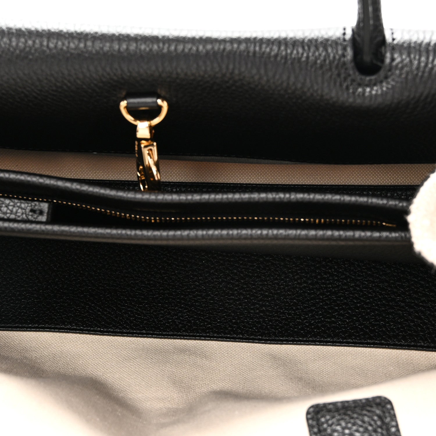 Grained Calfskin Boucle Urban Essentials Small Shopping Bag Black Ivory