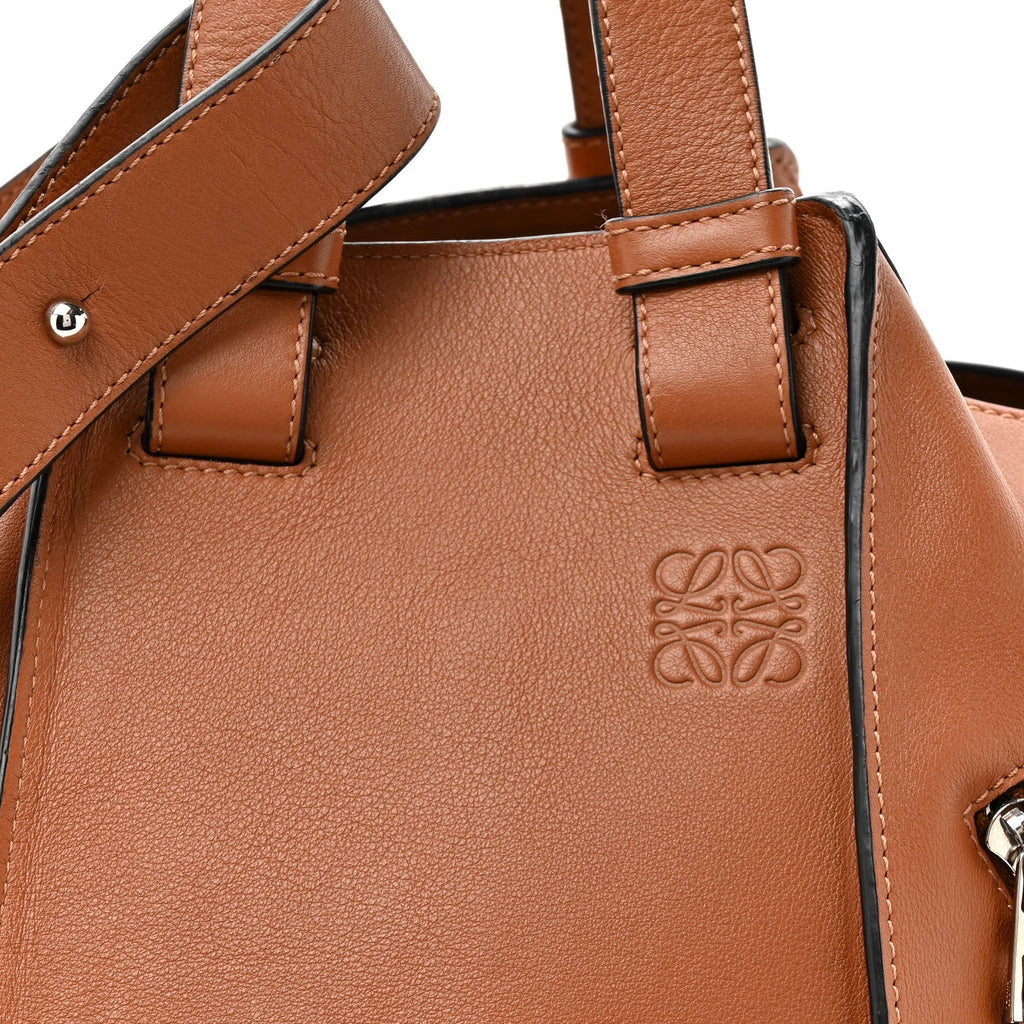 Grained Calfskin Medium Hammock Shoulder Bag Tan