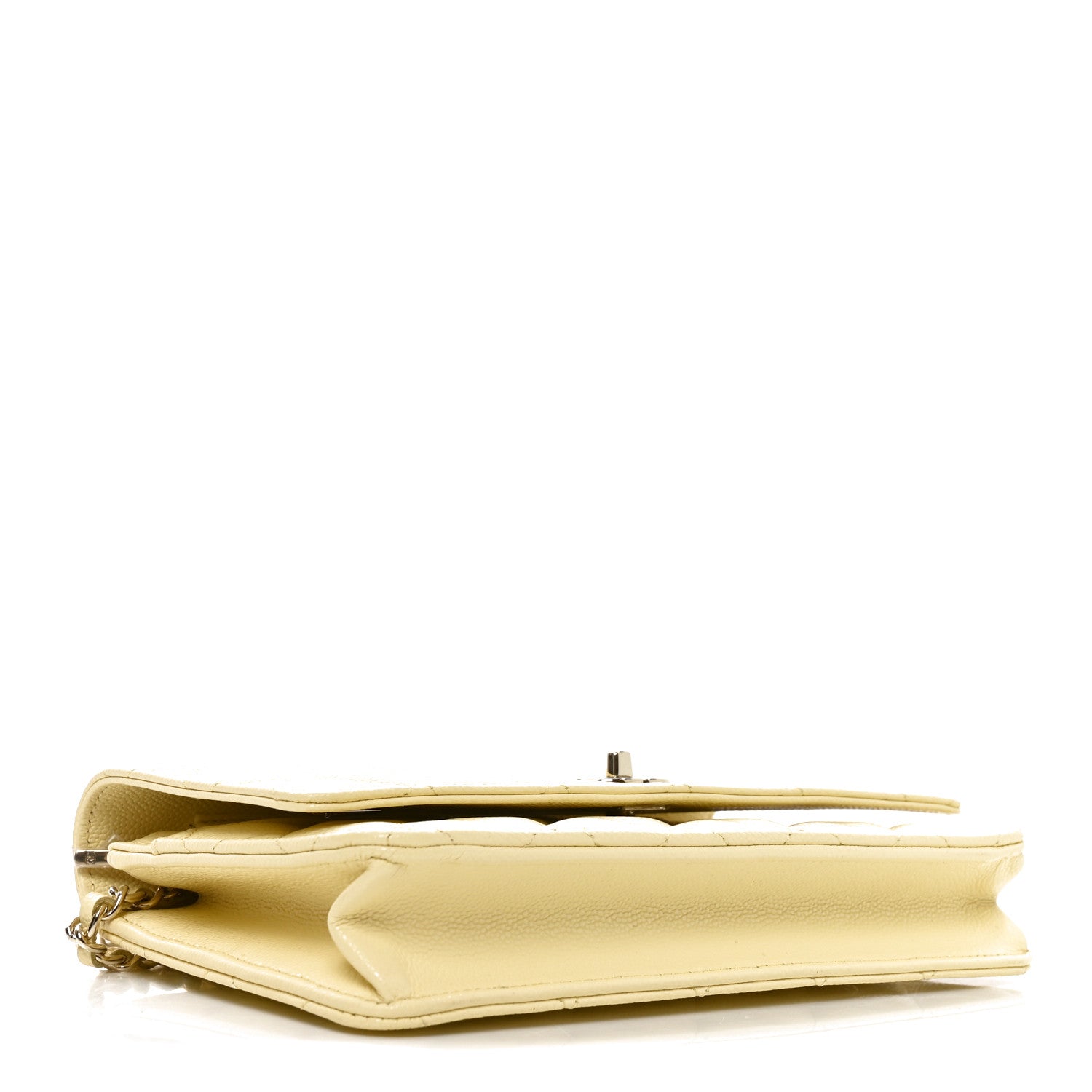 Caviar Quilted CC Turnlock Wallet On Chain WOC Light Yellow