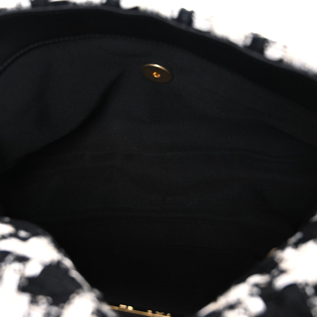 Tweed Quilted Large Chanel 19 Flap Black Ecru White