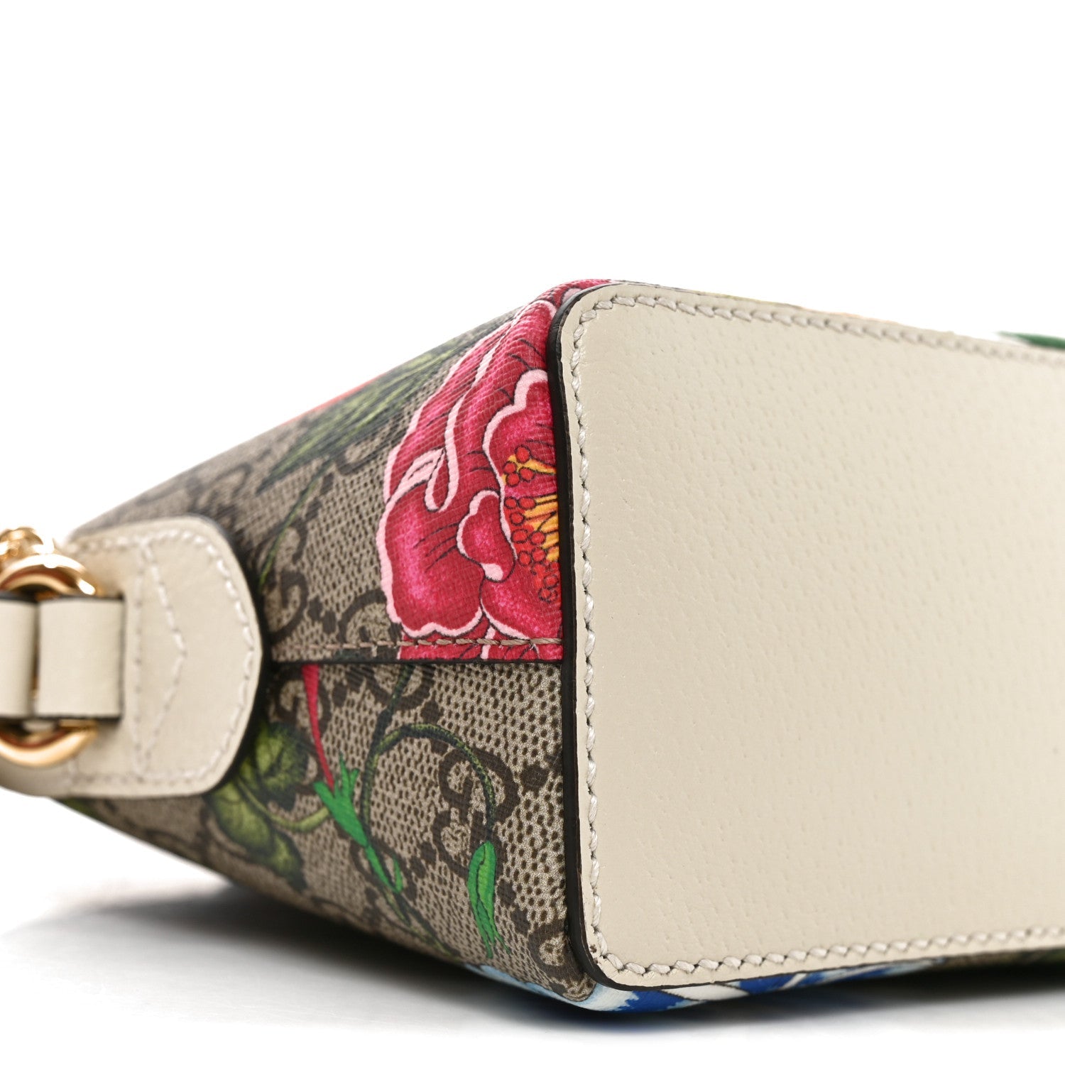 GG Supreme Monogram Flora Web GG Small Ophidia Dome Shoulder Bag White
