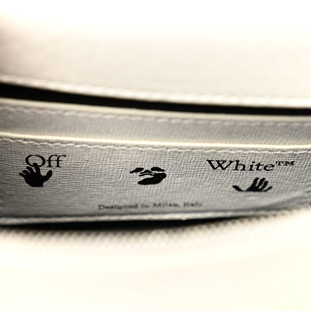 Saffiano Striped Mini Diag Binder Clip Bag White