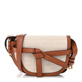 Calfskin Canvas Anagram Mini Gate Dual Bag Ecru Tan