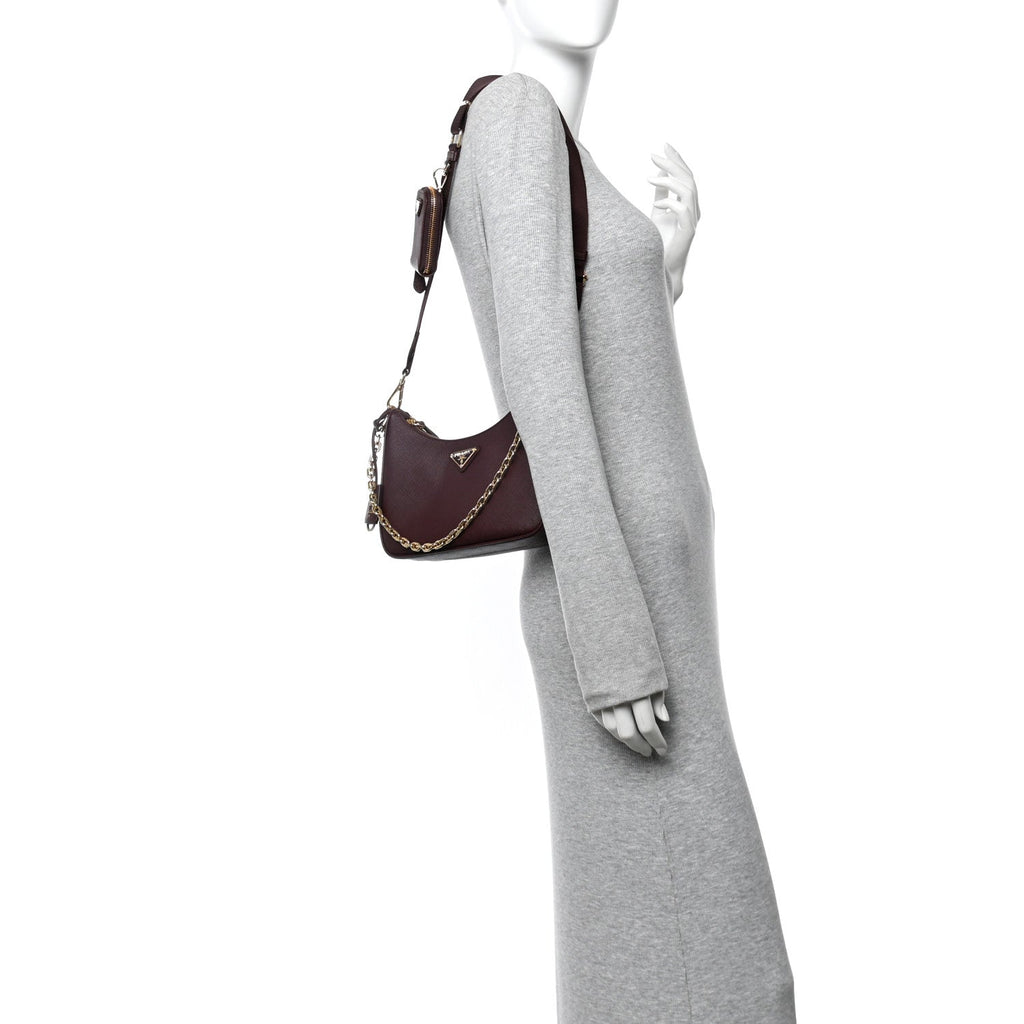Saffiano Lux Re-Edition 2005 Shoulder Bag Bordeaux