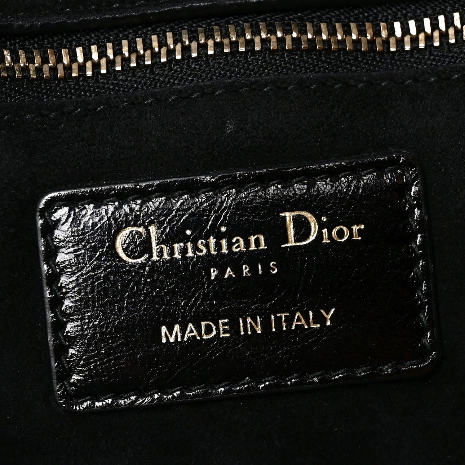 Crinkled Patent Cannage Large Lady Dior Black