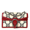 Tweed GG Monogram Small Dionysus Shoulder Bag White Black Romantic Cherry