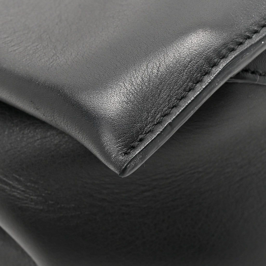 Supple Natural Calfskin Medium Tri-Fold Bag Black