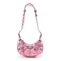Metallic Agneau Arena Crystal Le Cagole Shoulder Bag XS Met Pink