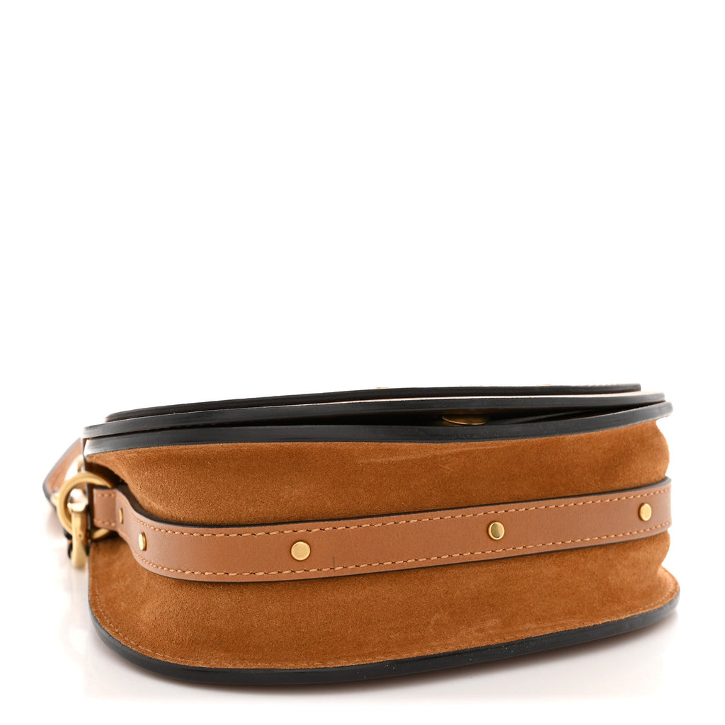 Calfskin Suede Medium Nile Bracelet Bag Caramel