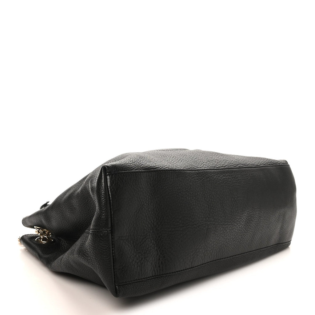 Pebbled Calfskin Medium Soho Chain Shoulder Bag Black