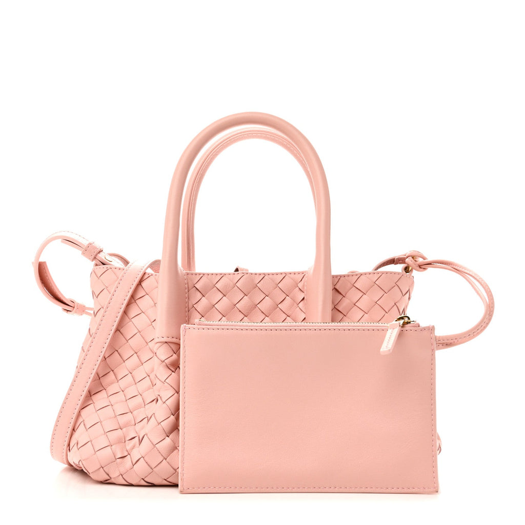 Calfskin Intrecciato Small Pinacoteca Tote Rose Barolo