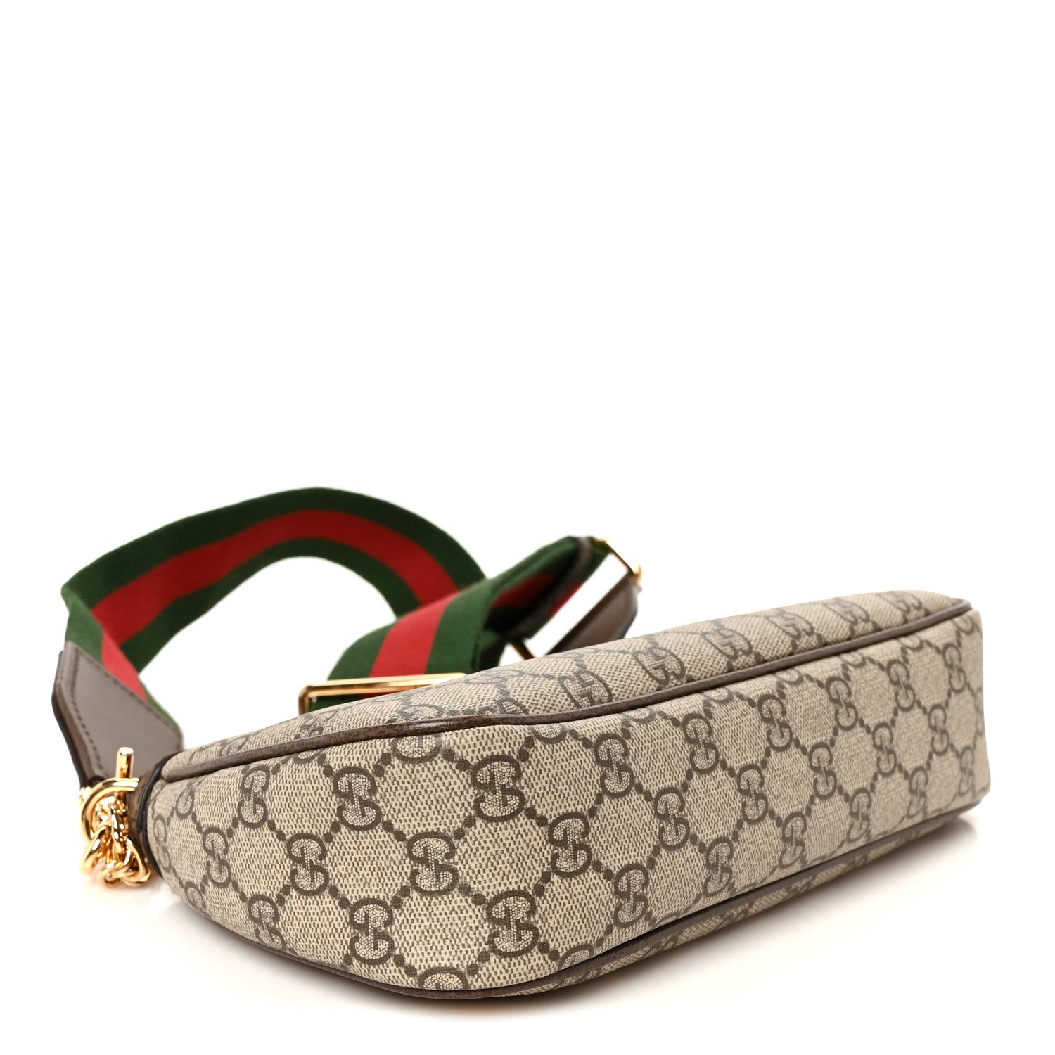 GG Supreme Monogram Textured Dollar Calfskin Web Small Ophidia GG Handbag Beige Ebony New Acero