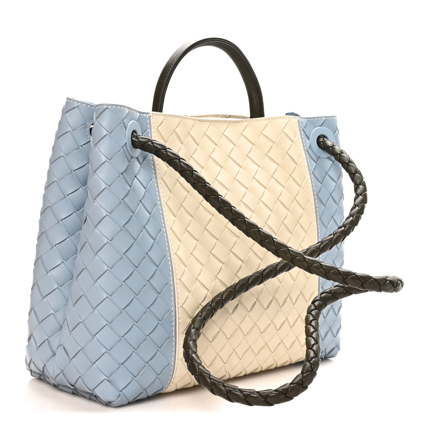 Nappa Intrecciato Medium Andiamo Shoulder Bag Sea Salt Ice Kaki