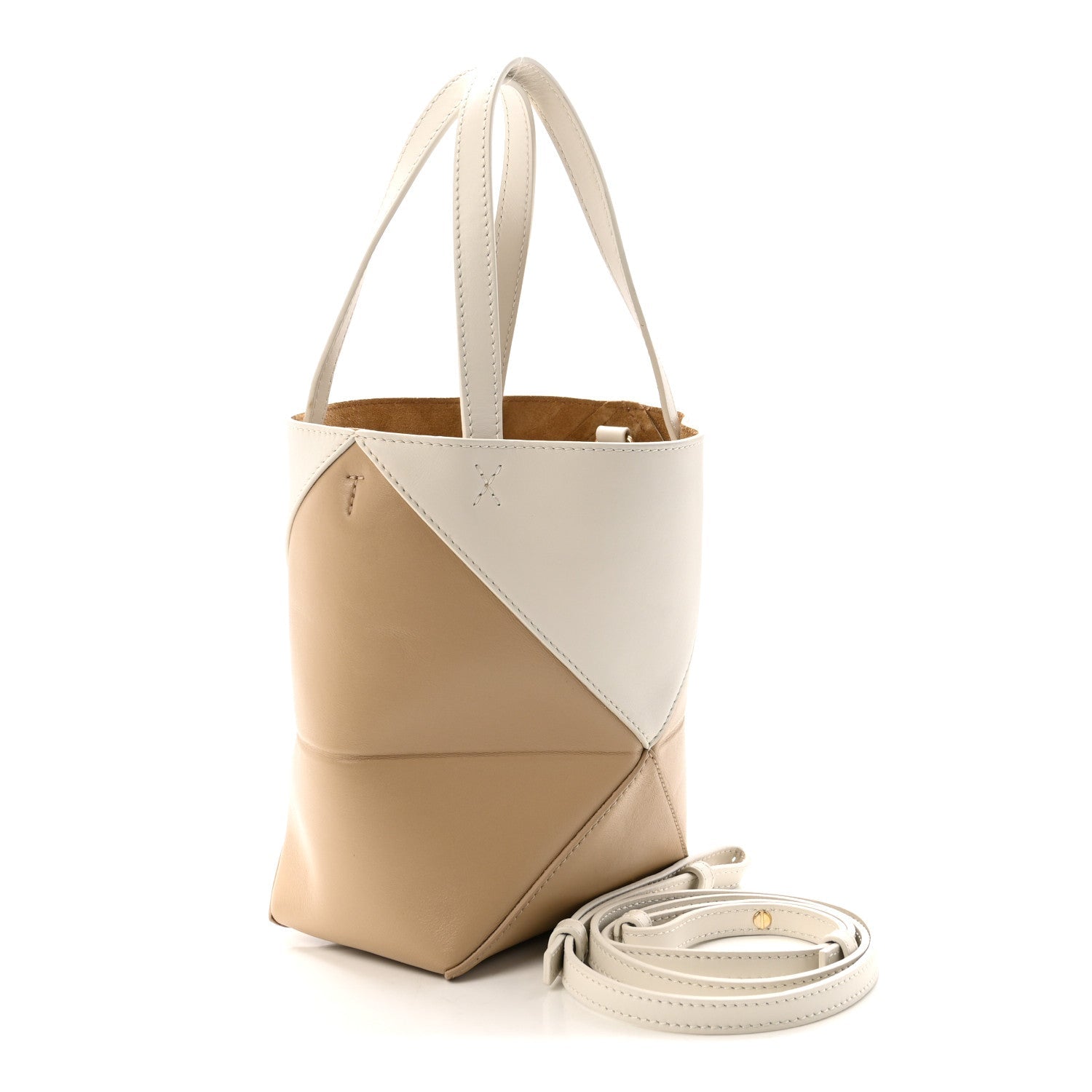 Shiny Calfskin Mini Puzzle Fold Tote Soft White Paper Craft