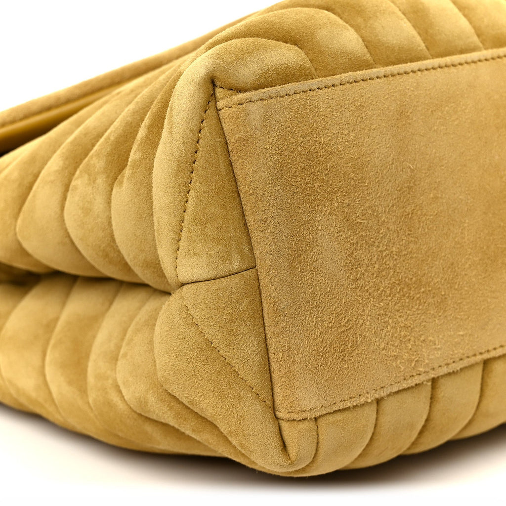 Suede Y Quilted Monogram Medium Loulou Chain Satchel Chartreuse