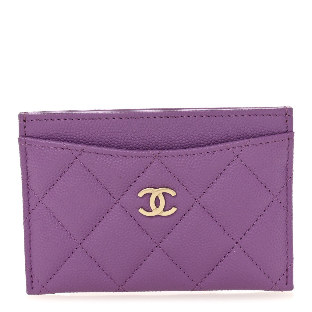Caviar Quilted Card Holder Purple