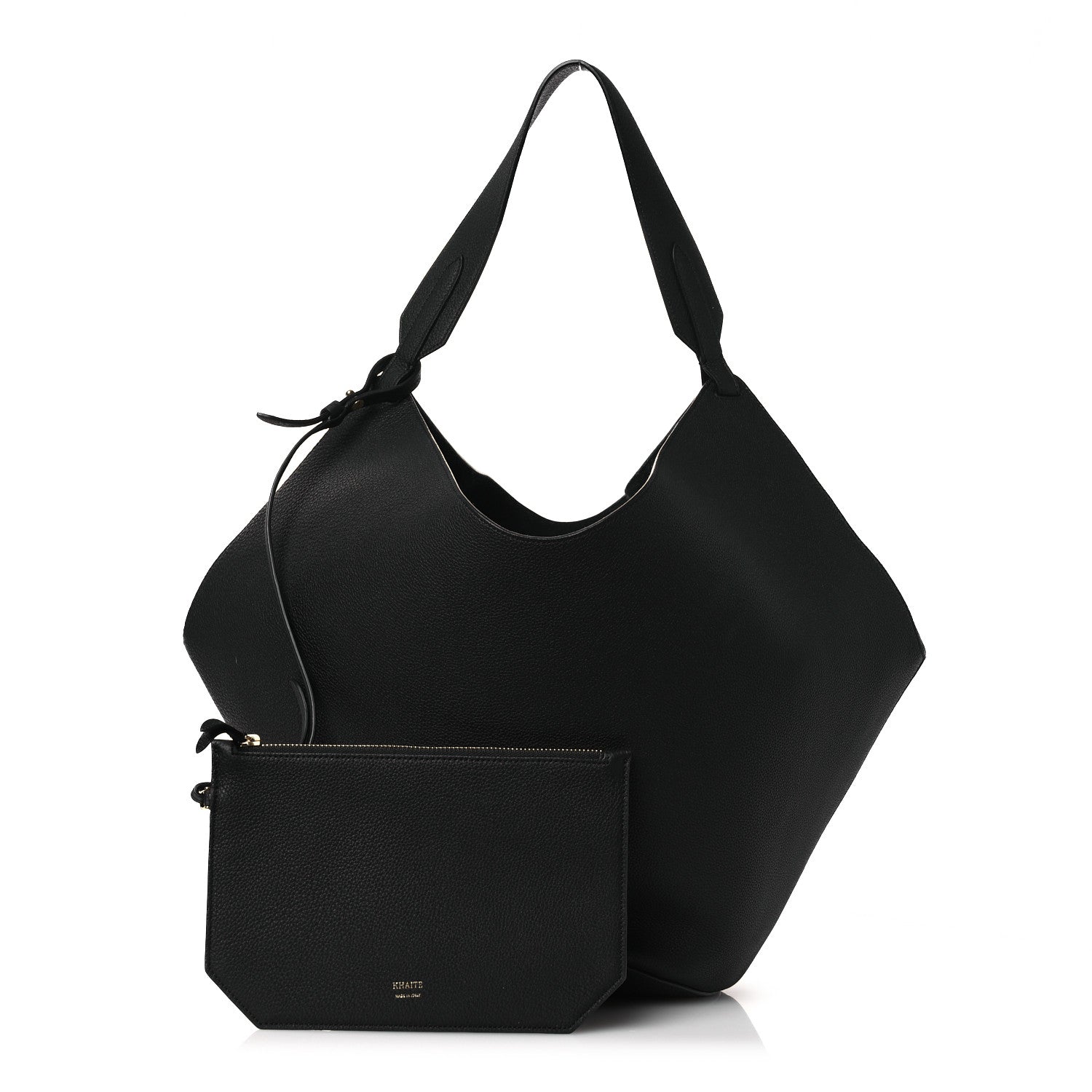 Pebbled Sport Calfskin Medium Lotus Tote Black