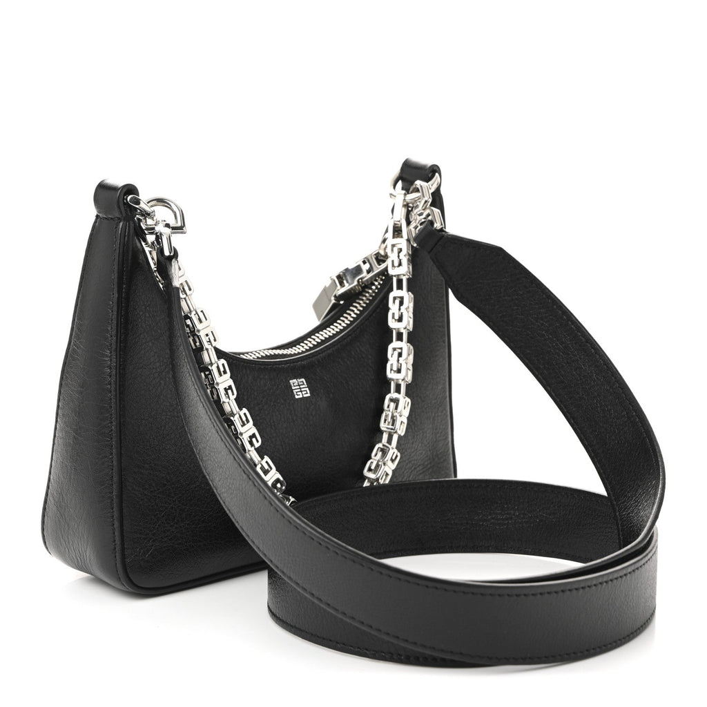 Smooth Calfskin Mini Moon Cut Out Shoulder Bag Black