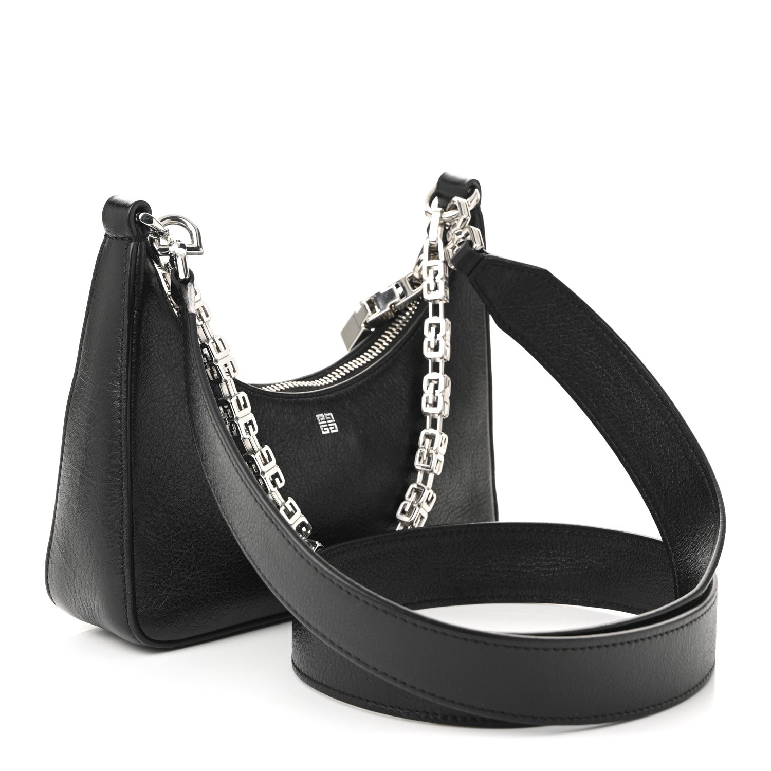 Smooth Calfskin Mini Moon Cut Out Shoulder Bag Black